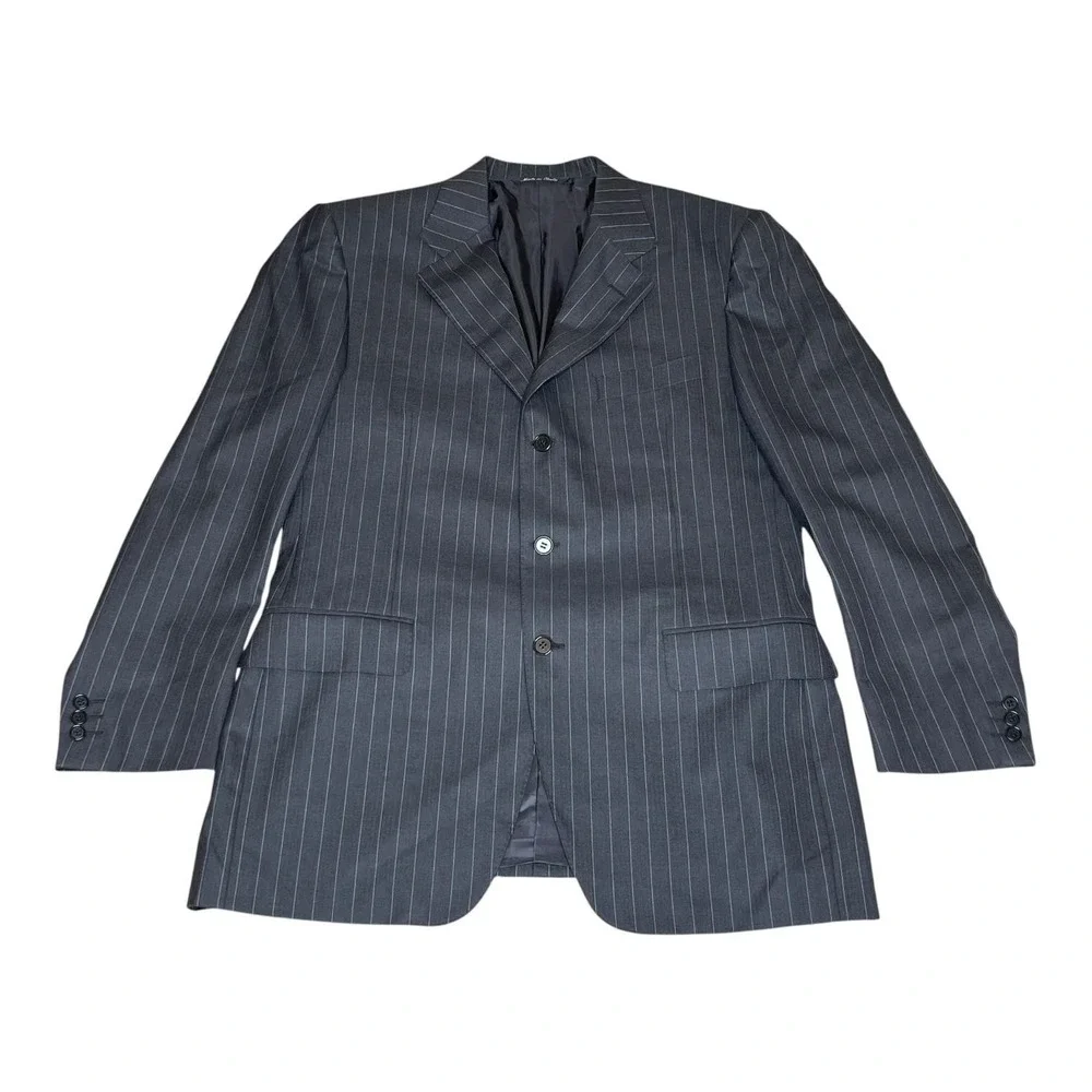 H Freeman‎ & Son Mens Wool Pinstripe Blazer Charcoal 3-Button Sport Coat USA 44R